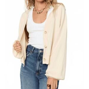 NEW PROJECT SOCIAL T francina button front cardigan in beige